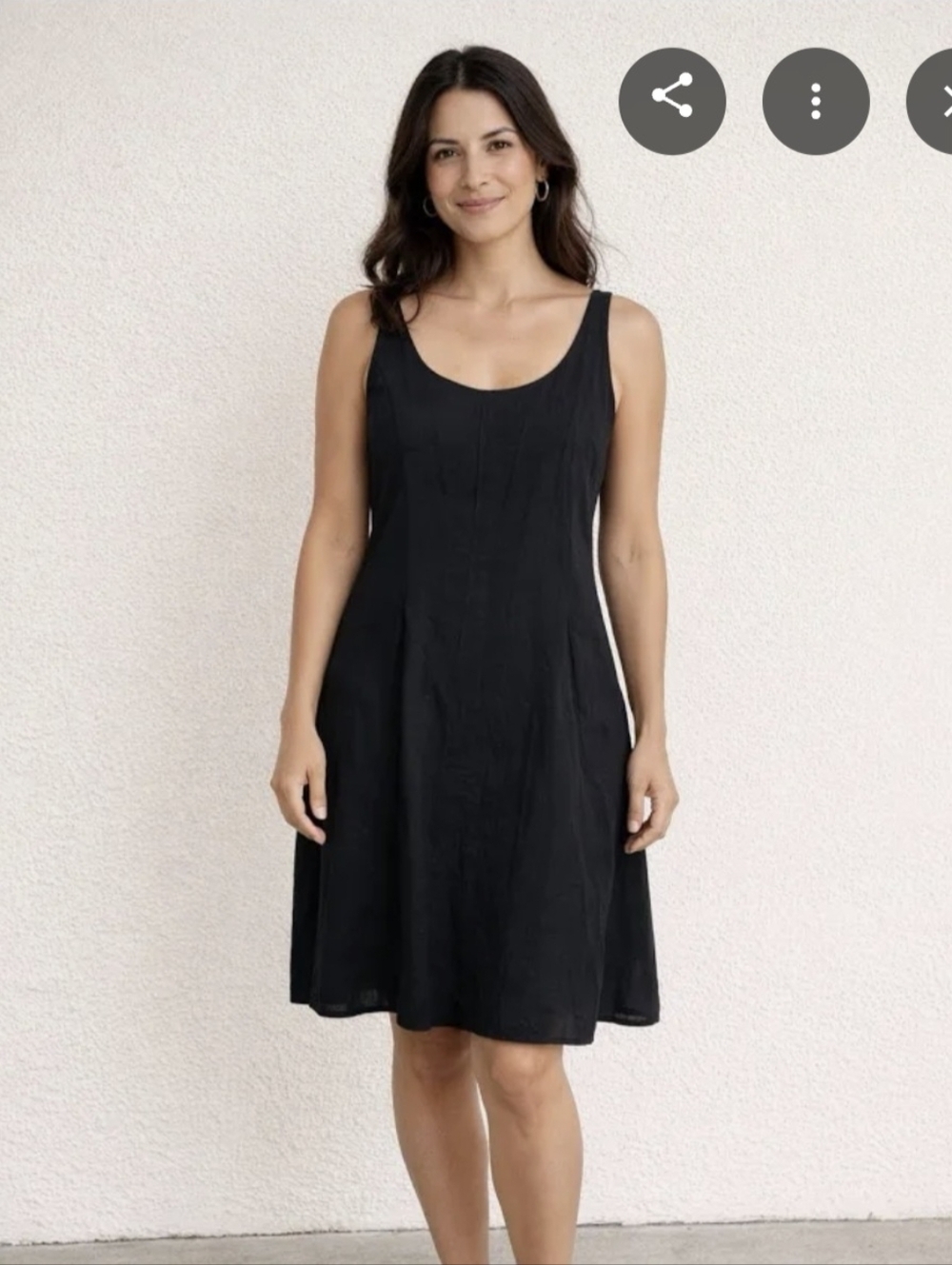 Eileen Fisher Trapeze Pleated Cotton Sleeveless  Midi Dress Black - M